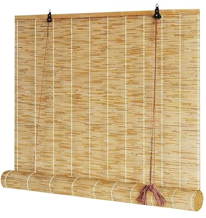 Bambus Rollo Jalousine Retro Bambusrollo 80 90 100 120 130 cm Breit Sonnenschutz Sichtschutz Schilf Vorhang Wetterfest Bambus Raffrollo Mit Hakenaufhängung Bambu Rollos Für Fenster/Balkon