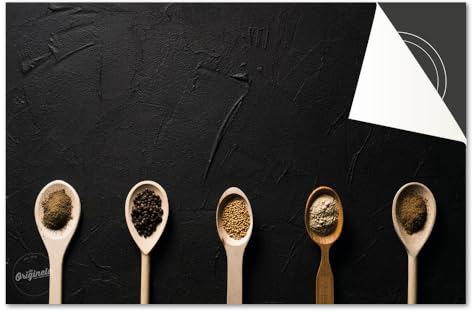 Induktionsschutz von Dietrix - Schutzmatte 76x51,5cm - Löffel mit Gewürzen - Base - Für Induktionskochfeld/Induktionsherd - Herdabdeckung Ceranfeld - Helle Unterseite - Herdabdeckplatte