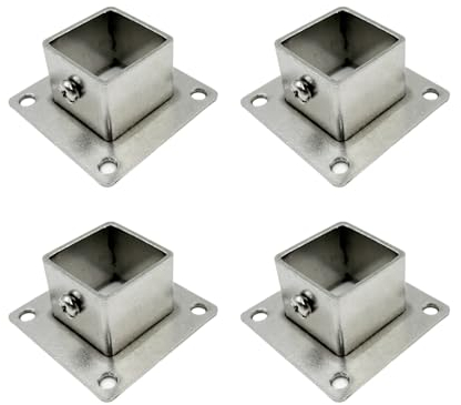 Yuqim Lot de 4 bases de poteau carrées robustes en acier inoxydable pour clôture en bois, 3,1 x 3,1 cm