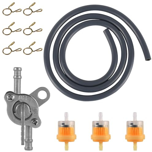 Gas Line Hose Kit, Including 4.5mm ID Fuel Line Pipe, 3 Fuel Filters, 6 Hose Clamps Spring, Inline Shut Off Valve Petcock Fuel for 50cc 70cc 90cc 110cc 125cc 150cc Taotao Coolster Machines Motorcycle
