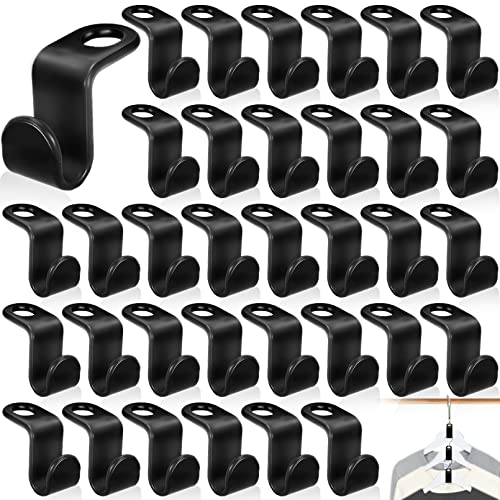 Vabrloy Kleiderbügel Platzsparend,100 Stück Kleiderbügel Haken,Kleiderbügel Verbindungshaken für Kleiderschrank,Platzsparende Kleiderbügelhaken Schwarz für Kleiderschrank Organizer
