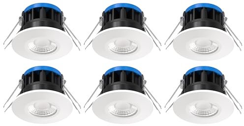 Bright Source All in One Switchable Wattage 8w/10w LED Downlight - 4 Colour Temperatures - 2700K 3000K 4000K 6000K - 3 Bezels IP65 Warm White Cool White Daylight White Spotlight - Pack of 6