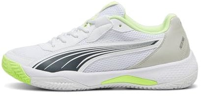 PUMA Men's Nova Court Pickleball Shoe Sneaker, White-Luminous Blue-Fizzy Apple-Shadow Gray, 9.5 UK