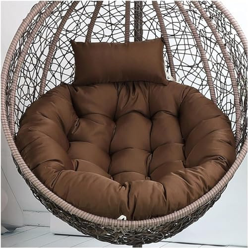 MOFIC Swing Chair Cushion, Soft Thicken Hanging Chair Cushion Pad with Pillow for Outdoor Indoor, Egg Hanging Basket Chair Cushions, Egg Chair Cushion Replacement, Seat Cushion Only (Coffee)