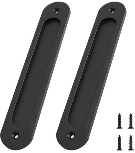 MOROBOR 2Pcs Black Recessed Door Handles, Finger Flush Pulls Oval Cabinet Drawer Invisible Pull Sliding Barn Door Handle Pocket Door Pull for Sliding Barn Door Cabinet Wardorbe