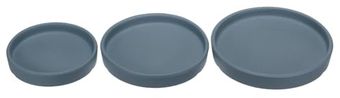 M METERXITY 3 Pack Planter Saucers - Ceramic Plant Tray Flower Pot Drip Trays Round Apply to Outdoor/Garden (4/5/6inch, Navy Blue)