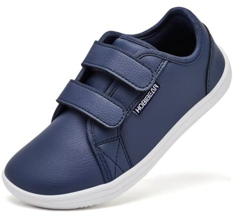 HOBIBEAR Unisex Kinder Barfußschuhe Leder Breite Minimalistische Walking Schuhe für Jungen Mädchen Komfortabel Leicht