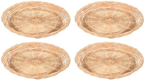 ISTOVO 16 Pcs Bamboo Paper Plate Holder - 10 Inch Round Woven Plate Holder, Reusable Paper Plate Holders for Picnic