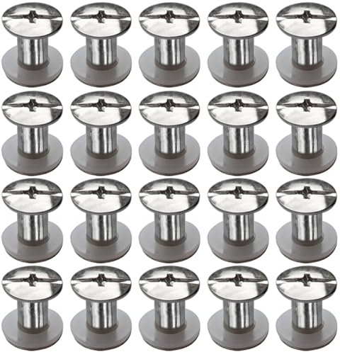 SHSMPXOY 20 Kits Vis Chicago Screws,M5*8mm Vis de Livre,Rivet a Visser de remplacement en métal pour sacs, livres, colliers, sacs à dos, laisses de chien, laisses (Argent)