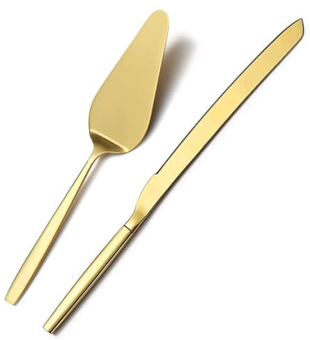 ZEACCT 2 Pcs Stainless Steel Wedding Cake Knife, Cake Cutting Set, Wedding, Birthday, Party