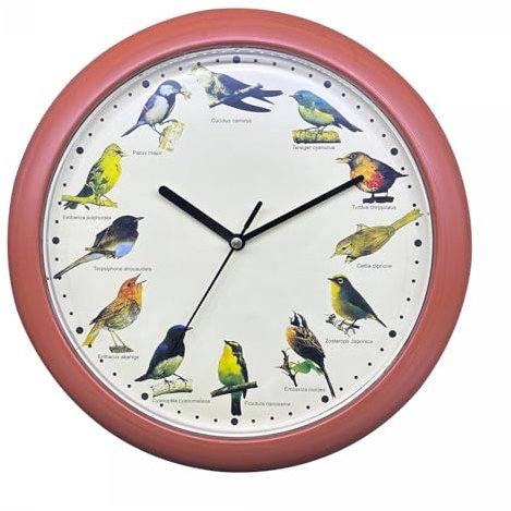 Herzberg, HG03701-WOO, Vogelgesang Holz, singende Uhr, beruhigende Melodien, vielfältige Vogelsymphonie, lehrreich für Kinder, einfache Installation, langlebiges PP-Material, Wald