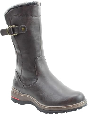Heavenly Feet Bramble1 Faux Leather Warm Lined Vegan Mid Calf Boots (Chocolate, UK Footwear Size System, Adult, Women, Numeric, Medium, 6)