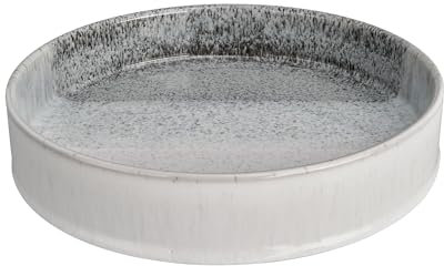 Denby - Studio Grey Accent Straight Round Tray - Dishwasher & Microwave Safe Crockery - Unique Hand Glaze Effect - Versatile Piece - Ceramic Stoneware - Chip & Crack Resistant - L23xW23xH5