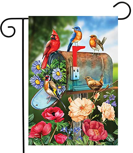 Fahne Vögel Und Briefkasten Frühling Banner Premium Deko-Flagge Waschbar Gartenfahne Für Paraden Dekoration Partys 30X45Cm