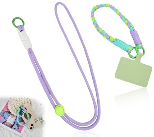 Cuerda para Móvil Universal con Parche, 2Pcs Cadena con Hebilla Cuerda, Cordón para teléfono Celular, Cordón Colgante Movil Correa Ajustable, Correa Cruzada y para la Muñeca para Todas Fundas de Móvil