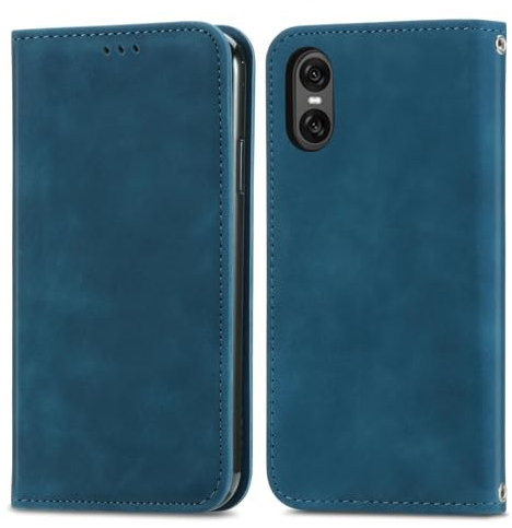 Cracedily Coque pour Sony Xperia 10 VI Pochette, Etui Protection Housse Premium en Cuir PU, Etui à Rabat Pochette de Portefeuille Étui pour Sony Xperia 10 VI Case, Bleu Vert