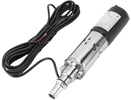 Cuifati Pompa Pozzo Profonda 12V Sommergibile 30 M di Sollevamento 1,2 M³/h Flusso in Acciaio Inossidabile con Cavo di Alimentazione 7 M per L'uso del Pannello Solare di Irrigazione