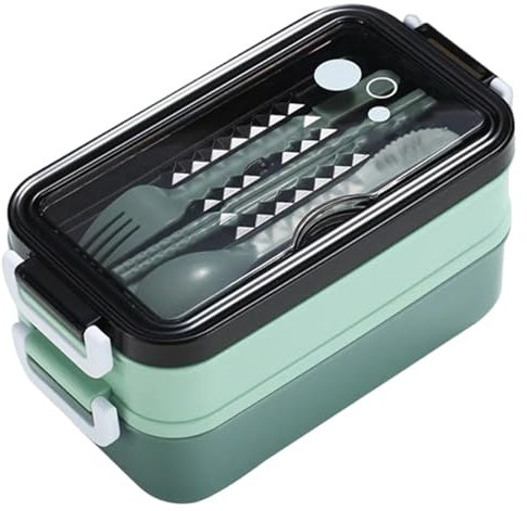 Muzrunq Lonchera térmica de 2 capas y gran capacidad con tazón de sopa de acero inoxidable, contenedor de comida reutilizable, lonchera de metal, de acero inoxidable.