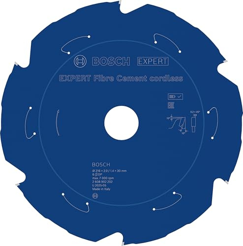 Bosch 1x Expert Fibre Cement Cordless Circular Saw Blade for Mitre Saw | for Fibre cement boards, Ø 216 mm, Professional Accessory Mitre Cordless Circular Saw