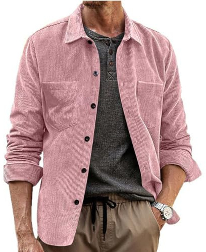 Oanviso Chemise à Veste en Velours Côtelé Homme Chemises Poches Manches Longues Blousons Décontracté Slim Fit Vintage Chaude Vestes Automne Hiver