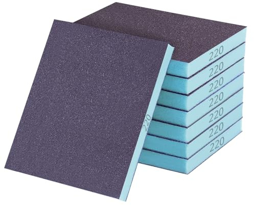 YFLeomry 8 Stück Schleifschwamm 220 Körnung Flexibles Schleifschwamm Holz | Nass-Trocken Schleifschwämme Waschbar und Wiederverwendbare Schleifpad, Schleifpads für Holz, Metall, Wand, Lack, Autolack