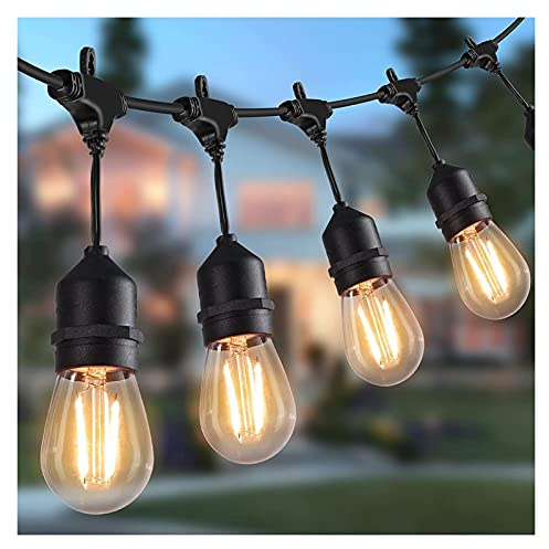 LED Outdoor-String-Leuchten 14m / 48 Fuß wasserdichte Terrasse mit 15 bruchsicheren Birnen, kommerziellen hängenden Lichtern for Hinterhof, Veranda, Bistro-Party, CE. Aufgeführt, warm weiß