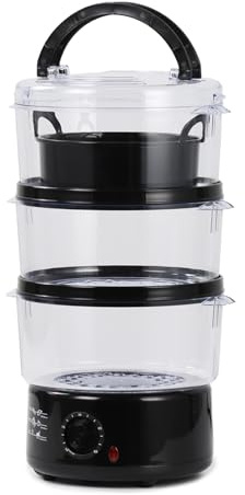 SUPERLEX 3-Tier Electric Food Steamer 7.5L, 550W BPA Free Vegetable Steamer | Stackable Steam Baskets, Rice Bowl, 60-Min Timer, Egg Boiler, Healthy Cooking for Rice, Fish, Meat & Dumplings