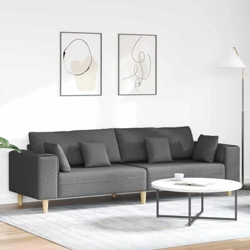 Massbinet Ecksofa mit Schlaffunktion Wohnlandschaft Eckcouch Sofa mit Abnehmbarer Sofabezug U-Form Couch für Wohnzimmer Stoffsofa mit Kissen Dunkelgrau 208 cm Stoff