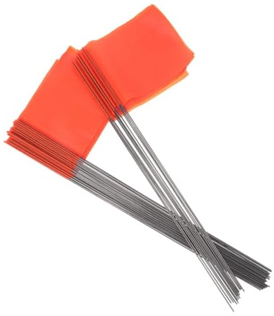 Bandierine Marcatura Pvc 30 Acciaio Pezzi Prato Segnalazione | Arancia, Steli Rettangolari, per Irrigazione e Recinzioni Invisibili, Uso su Cantiere e Rilievi