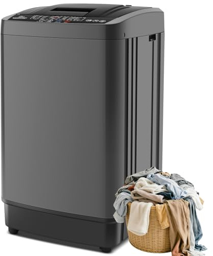 Nictemaw 2.4 Cu.ft Portable Washing Machine, 17.8 lbs Capacity Full Automatic Washing Machine with 10 Wash Programs, LED Display & Drain Pump, Portable Washer for Apartments, RV, Dorm, Home