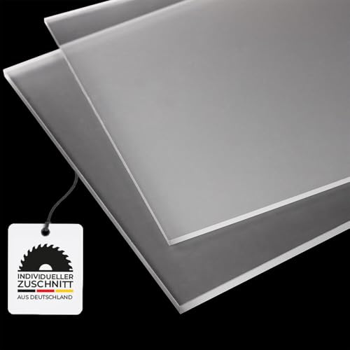 HausFux Acrylglasplatten GS satiniert - Zuschnitt nach Maß – 3 & 5 mm stark, 89% lichtdurchlässig, Milchglasoptik (3 mm - GS, Transparent satiniert, 120 x 60 cm)