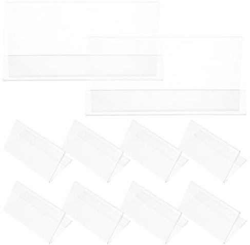 HOOTNEE 10pcs Conference Name Tag Desktop Name Plate Holder 12x6cm Pet V-Shaped Plastic Minimalist Elegant Design for Displaying Product Details and Events