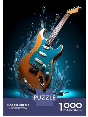 E-Gitarre 1000 Teile Puzzle Papier für Erwachsene Spritzwasser Puzzle Spiel Familienspaß Dekor 52x38cm/1000pcs