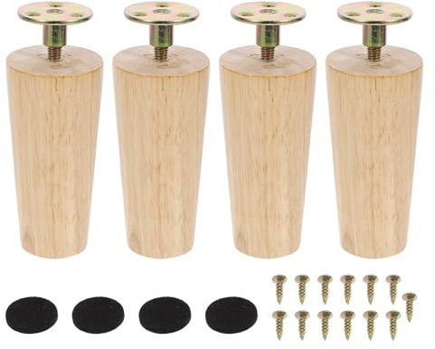 SHINEOFI 4 Sets Pieds de Meubles en Bois Massif Stables et Élégants pour Table à Manger et Armoire, Style Moderne et Finition Soignée