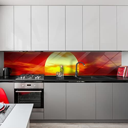 wandmotiv24 Küchenrückwand Sonnenuntergang 260 x 50cm (B x H) - Acrylglas 3mm Nischenrückwand, Spritzschutz, Fliesenspiegel-Ersatz, Deko Küche M0048