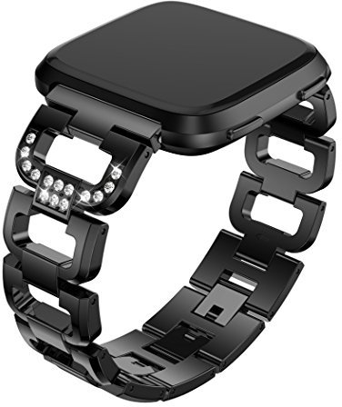 TopTen Cinturino per orologio compatibile con smartwatch Fitbit Versa/Versa 2/Versa Lite/SE, cinturino di ricambio in acciaio inox, accessorio di ricambio regolabile