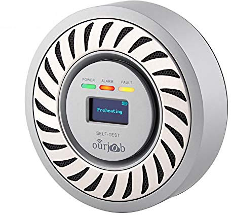 CO Detector Carbon Monoxide Alarm, Electrochemical Sensor CO Alarm, Lithium Rechargeable Battery CO Gas Tester, USB Plug in CO Monitor with OLED Digital Display for Home/Garage/Caravan (Silver Gray)