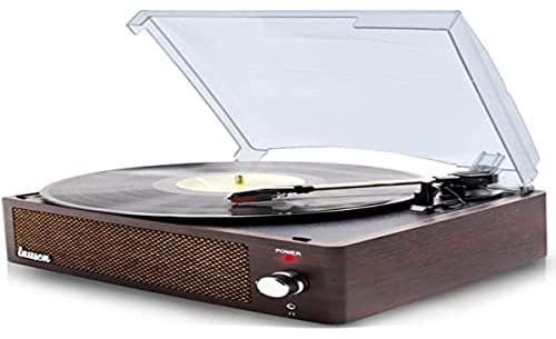 Giradischi in Vinile Vintage con Bluetooth e Altoparlanti Integrati Codifica della Funzione di Registrazione PC-Link Lettore vinile a 3 velocità 33, 45, 78 (Wengué)