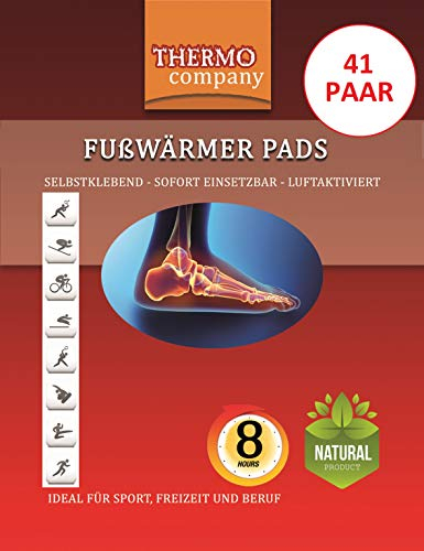 THERMO Company / 41 Paar Fußwärmer Pads/VERBESSERTE QUALITÄT/Thermopad Sport, Freizeit, Arbeit/Zehenwärmer Pads/bis zu 8 Stunden Wärme/Wärmepads Füße selbstklebend