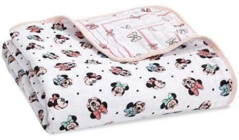 aden + anais Essentials Dream-Babydecke, Musselin, für Mädchen und Jungen, leicht, für Neugeborene und Kleinkinder, Kinderzimmer und Babybett, Minnie Maus Regenbögen