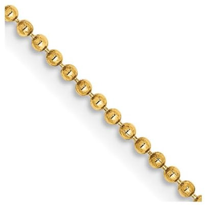 14 Karat Gelbgold, massive, hohle Perlen, Karabinerverschluss, 1,2 mm, glitzernder Schnitt, Baby-Kugelkette, Schmuck für Damen, 51 cm, One Size, Gold Metall Gelbgold, Kein Edelstein