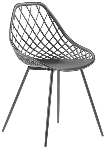 Beliani Esszimmerstuhl Schwarz Kunststoff Extravaganter Stuhl (2er Pack) | Sitzhöhe 47 cm, Matt, Belastbarkeit 150 kg, 46 x 52 x 86 cm
