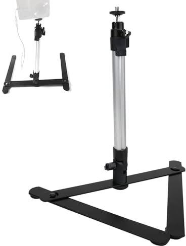 Photo Copy Stand,Pico Projector Stand,Aluminium Alloy Photo Studio Copy Stand,Mini Tripod Adjustable Tabletop Monopod Stand, with Phone Clamp,for Shooting Macro,jewelry,teaching,Small Products,etc.