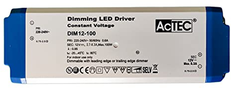 Alimentation transformateur dimmable avec variateur triac 12 V 100 W, intensité directe sur AC 220 V, coupe de phase, tension constante pour bande LED 12 V, AcTec DIM12-100
