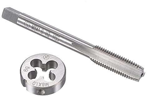 sourcing map M8 x 1mm Metric Tap and Die Set, Machine Thread Screw Tap with Round Threading Die, Tap & Die Kit for Nut Screw Bolt Thread Repair