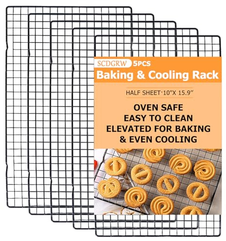 SCDGRW 5PCS Cooling Racks for Cooking and Baking 10 x 16 Wire Rack Baking Rack, Cookie Rack, Heavy Duty Metal Wire Rack for Grilling, Roasting, Cooking, Drying,Oven Safe Dishwasher Safe