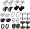 Zeayebsr 12 Paar Ohrringe Set Edelstahl, Allergiefreie Ohrstecker Männer Ohrstecker Stecker Creolen Zirkonia Ohrstecker Set Fake Plugs Ohrschmuck Hoop Piercing für Herren Damen Unisex Schwarz Silber