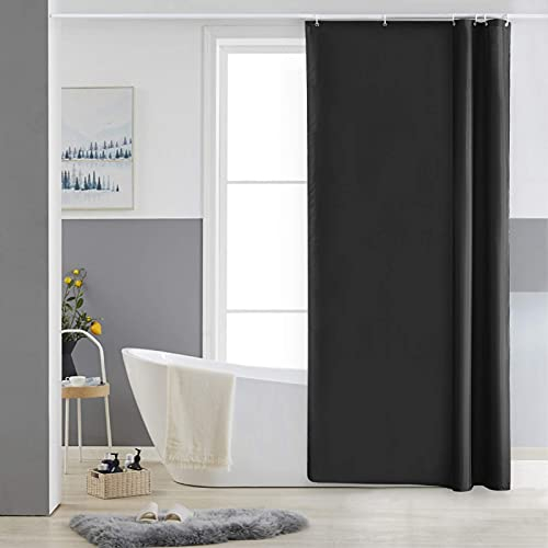Furlinic Tende Doccia Anti-Muffa Tessuto in Poliestere, Nero Tende Doccia Angolare Impermeabile &Lavabile,Tenda Vasca da Bagno con 6 Ganci Tenda doccia 85x180cm.
