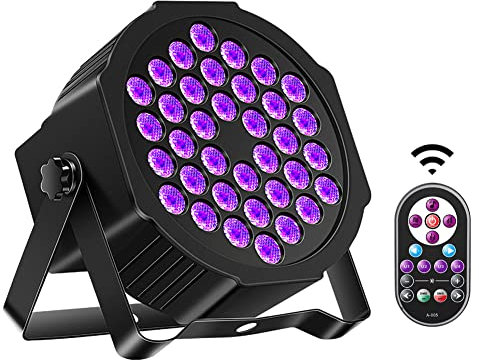 Black Lights, DELIBANG 72W LED UV Par Light DMX512 with Remote Control for Halloween Glow Fluorescent Party Bedroom Game Body Paint Stage Lighting