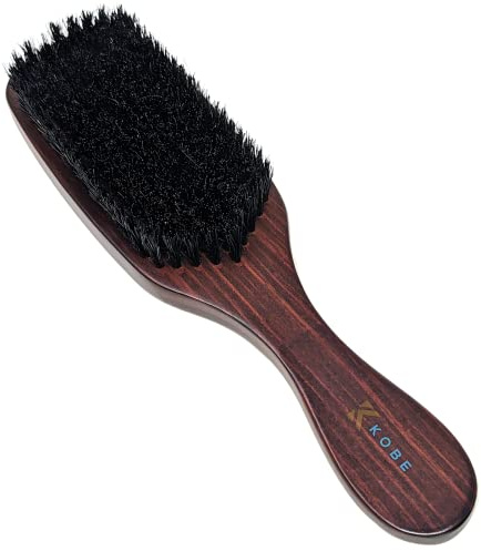 Kobe Astaire Large Club Detangle Hair Brush with Natural Boar Bristle - Dark Wood long Handle with Ridged Back. Ideal Beard Brush or hair brush that oozes quality. A great hairbrush for men or women.